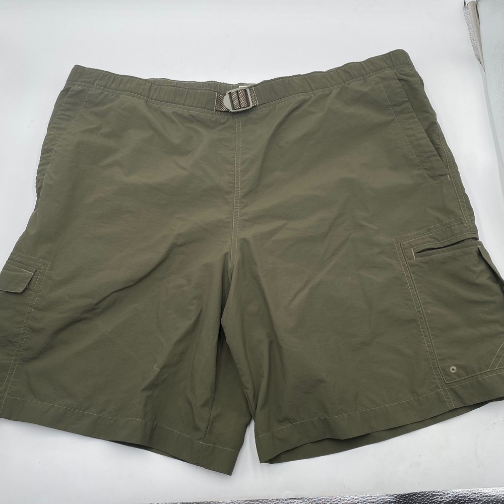Columbia belted Cargo Shorts Mens XL 40/42 Olive Green Nylon Mesh Lined Hiking